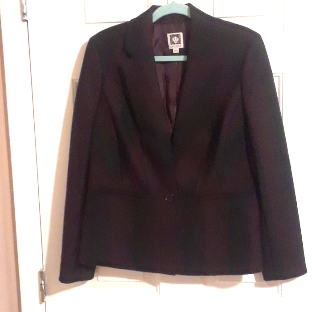 Anne Klein Black/Burgandy Size 10 Ladies Blazer